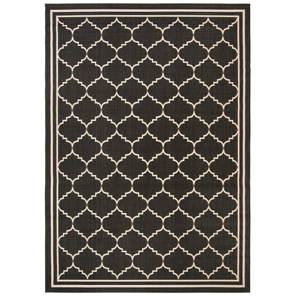 Safavieh Courtyard Amy Geometric Indoor/Outdoor Area Rug, Black/Creme, 9' x 12'