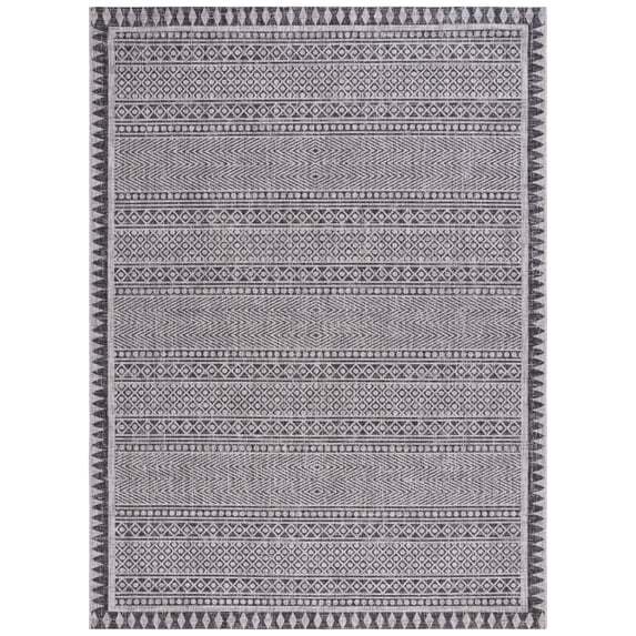 SAFAVIEH Courtyard Amy Geometric Indoor/Outdoor Area Rug, Black/Beige, 8' x 11'