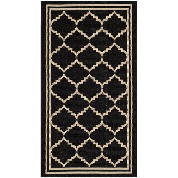 Safavieh Courtyard Amy Geometric Indoor/Outdoor Area Rug, Black/Creme, 2' x 3'7"