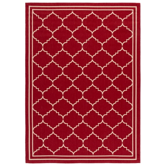 Safavieh Courtyard Amy Geometric Indoor/Outdoor Area Rug, Red/Beige, 5'3" x 7'7"