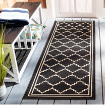 Safavieh Courtyard Amy Geometric Indoor/Outdoor Runner Rug, Black/Creme, 2'3" x 10'