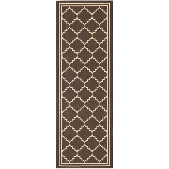 Safavieh Courtyard Amy Geometric Indoor/Outdoor Runner Rug, Chocolate/Cream, 2'3" x 10'