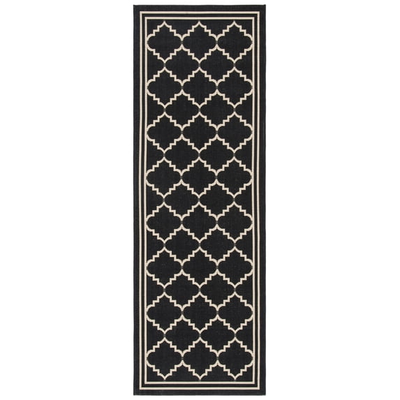 Safavieh Courtyard Amy Geometric Indoor/Outdoor Runner Rug, Black/Creme, 2'3" x 6'7"