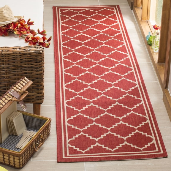 Safavieh Courtyard Amy Geometric Indoor/Outdoor Runner Rug, Red/Beige, 2'3" x 6'7"