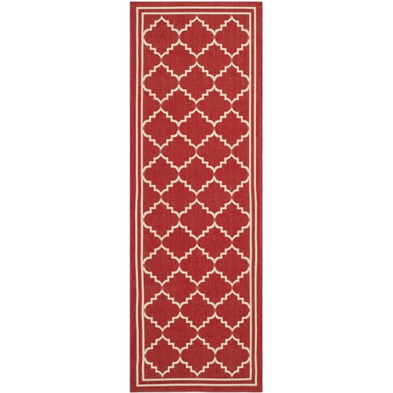 Safavieh Courtyard Amy Geometric Indoor/Outdoor Runner Rug, Red/Beige, 2'3" x 8'