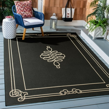 Safavieh Courtyard Andy Medallion Indoor/Outdoor Area Rug, Black/Creme, 2' x 3'7"