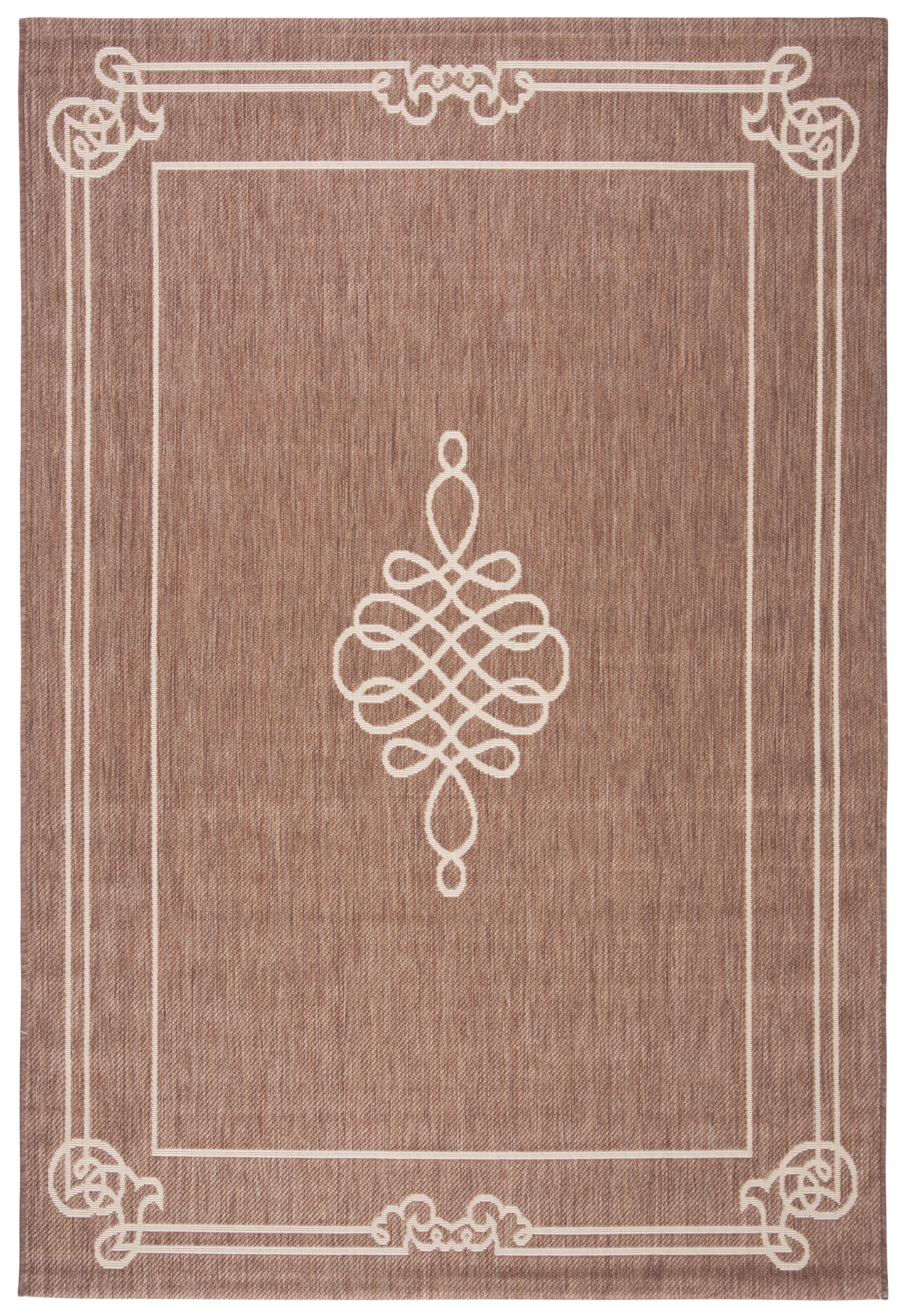 Safavieh Courtyard Andy Medallion Indoor/Outdoor Area Rug, Chocolate/Cream, 5'3" x 7'7"