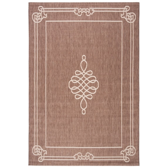 Safavieh Courtyard Andy Medallion Indoor/Outdoor Area Rug, Chocolate/Cream, 5'3" x 7'7"