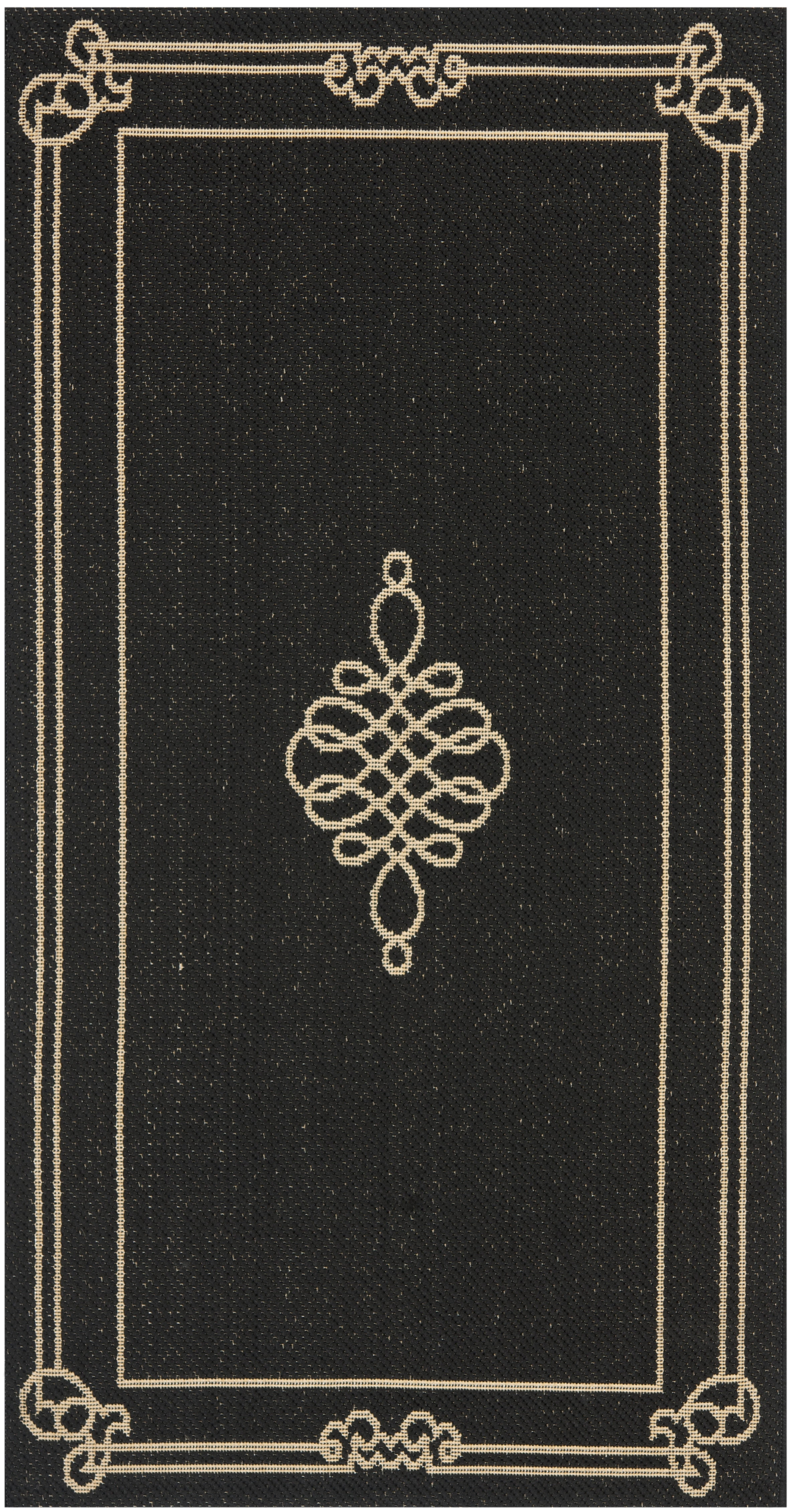 Safavieh Courtyard Andy Medallion Indoor/Outdoor Area Rug, Black/Creme, 4' x 5'7"