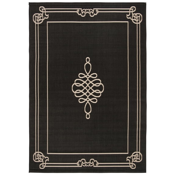 Safavieh Courtyard Andy Medallion Indoor/Outdoor Area Rug, Black/Creme, 5'3" x 7'7"