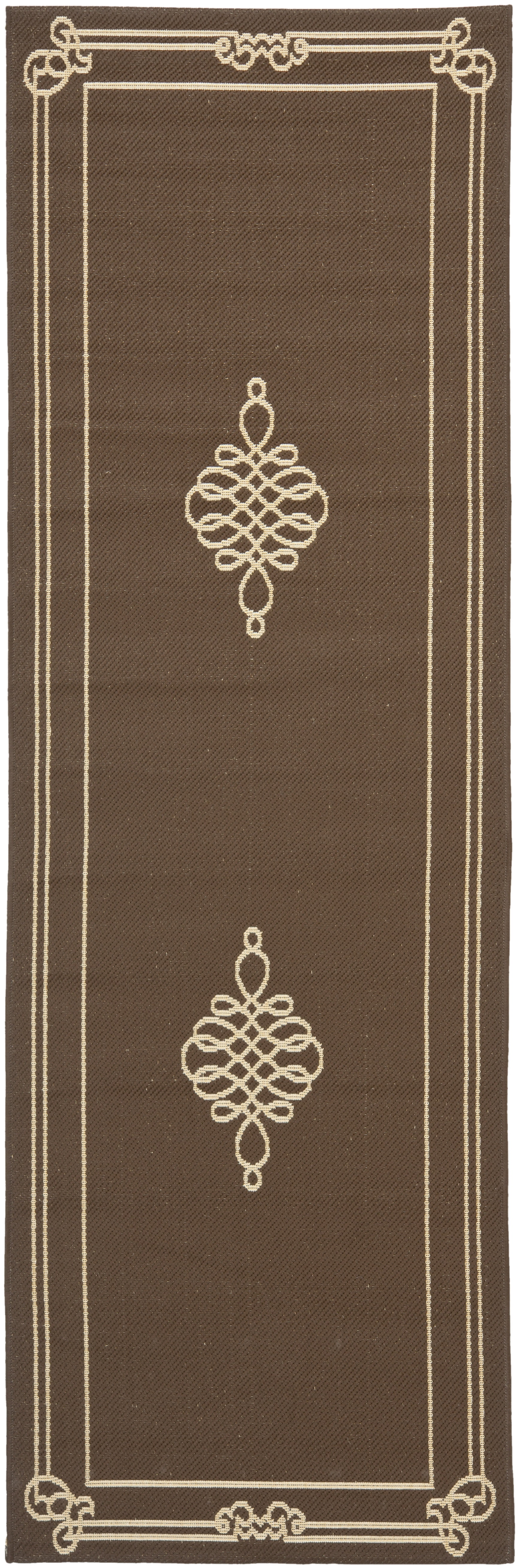 Safavieh Courtyard Andy Medallion Indoor/Outdoor Runner Rug, Chocolate/Cream, 2'7" x 8'2"