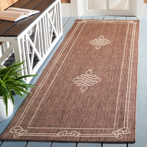 Safavieh Courtyard Andy Medallion Indoor/Outdoor Runner Rug, Chocolate/Cream, 2'7" x 8'2"
