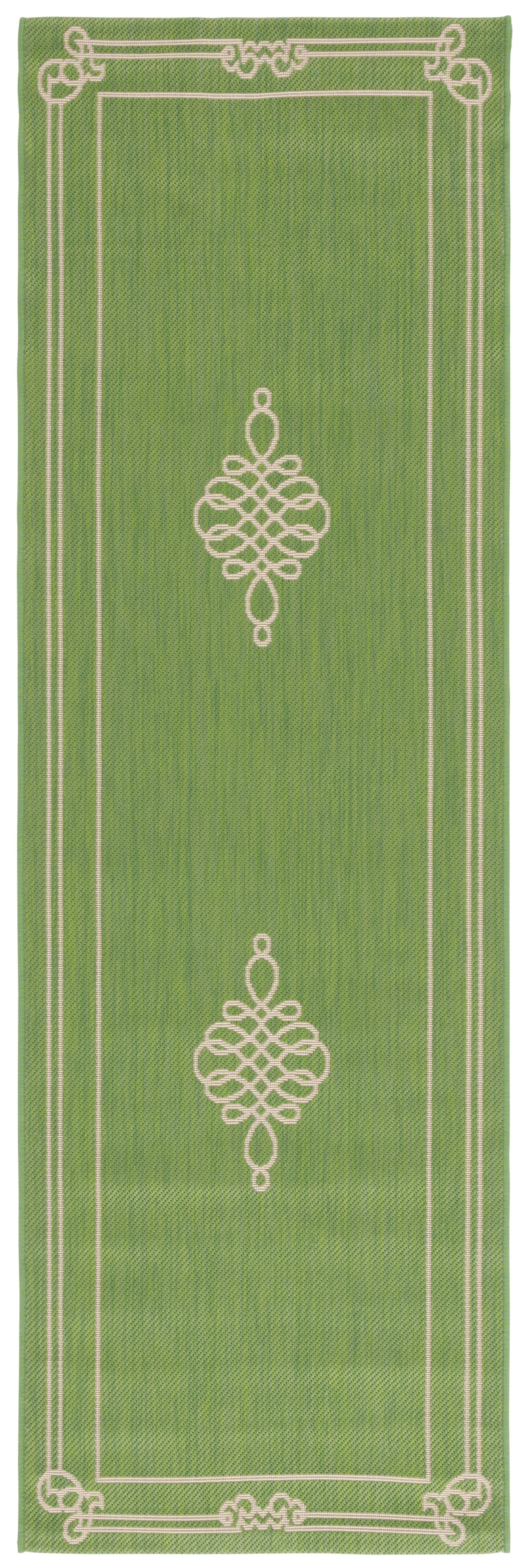 Safavieh Courtyard Andy Medallion Indoor/Outdoor Runner Rug, Green/Creme, 2'7" x 8'2"