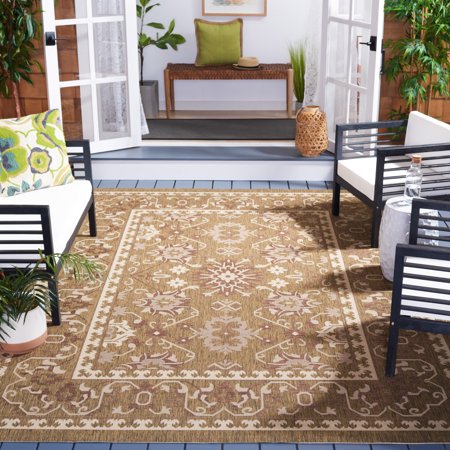 Safavieh Courtyard Angela Medallion Indoor/Outdoor Area Rug, Brown/Creme, 8' x 11'
