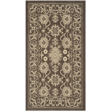 SAFAVIEH Courtyard Angela Medallion Indoor/Outdoor Area Rug, Chocolate/Cream, 2' x 3'7"