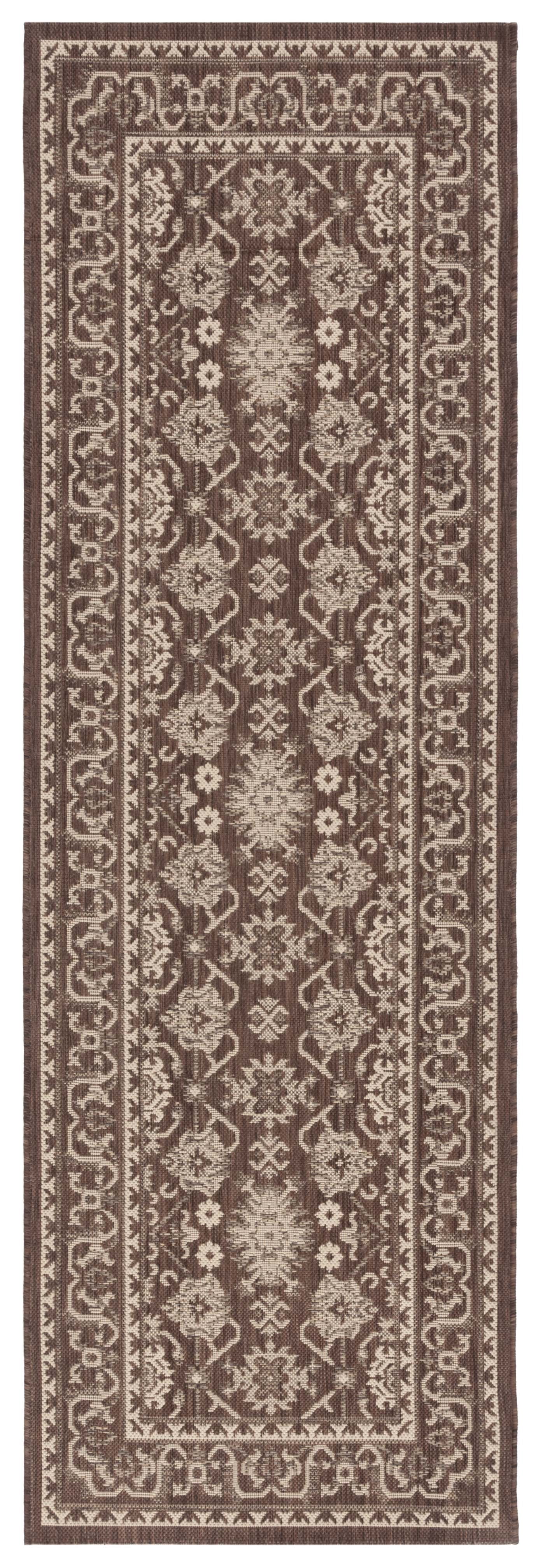 Safavieh Courtyard Angela Medallion Indoor/Outdoor Runner Rug, Chocolate/Cream, 2'7" x 8'2"
