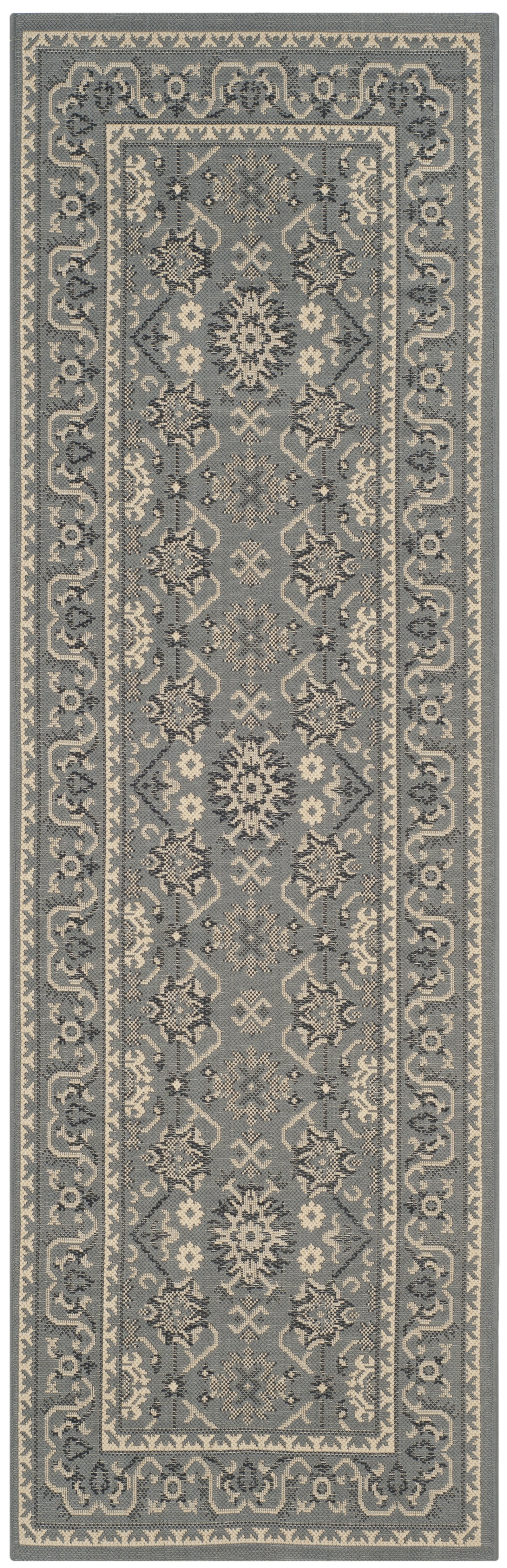 Safavieh Courtyard Angela Medallion Indoor/Outdoor Runner Rug, Gray/Cream, 2'7" x 8'2"