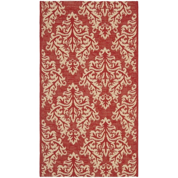 Safavieh Courtyard Anna Damask Indoor/Outdoor Area Rug, Red/Creme, 2' x 3'7"