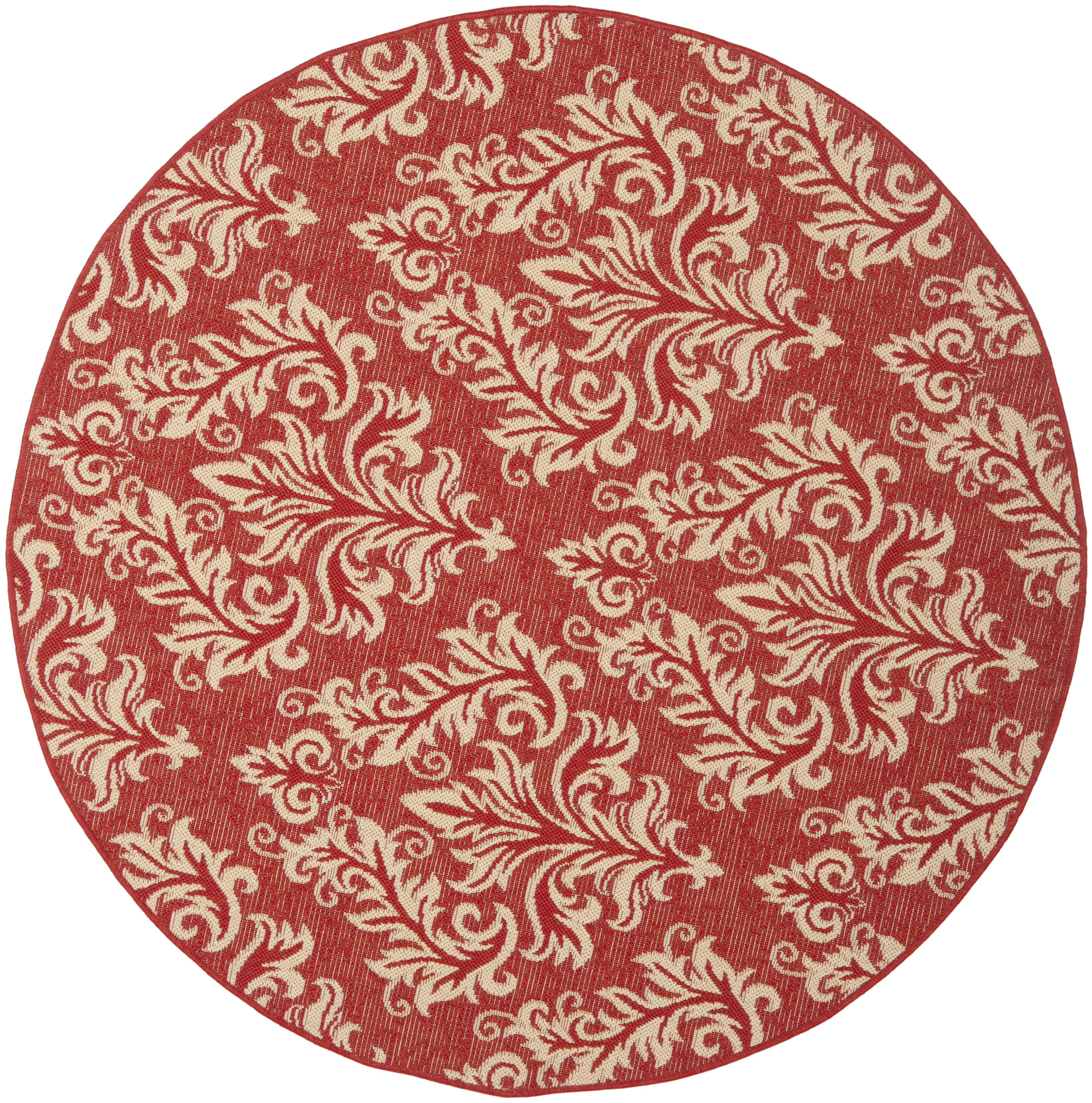 Safavieh Courtyard Anna Damask Indoor/Outdoor Area Rug, Red/Creme, 5'3" x 5'3" Round