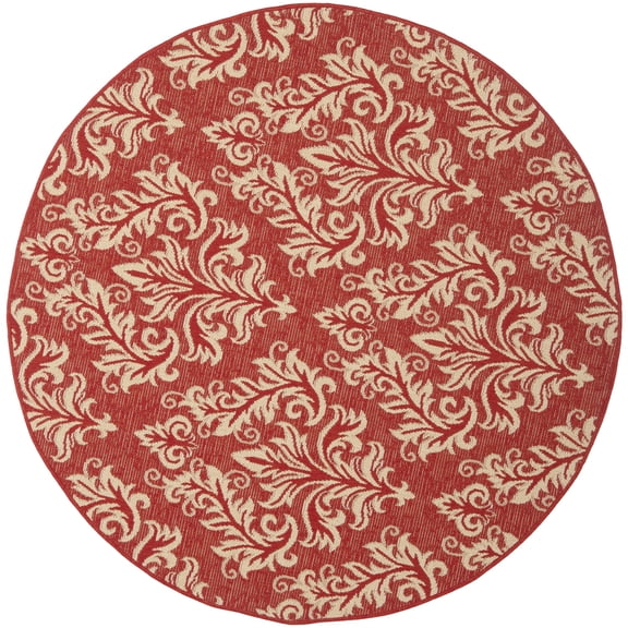 Safavieh Courtyard Anna Damask Indoor/Outdoor Area Rug, Red/Creme, 6'7" x 6'7" Round