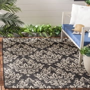 Safavieh Courtyard Anna Damask Indoor/Outdoor Area Rug, Black/Creme, 2' x 3'7"