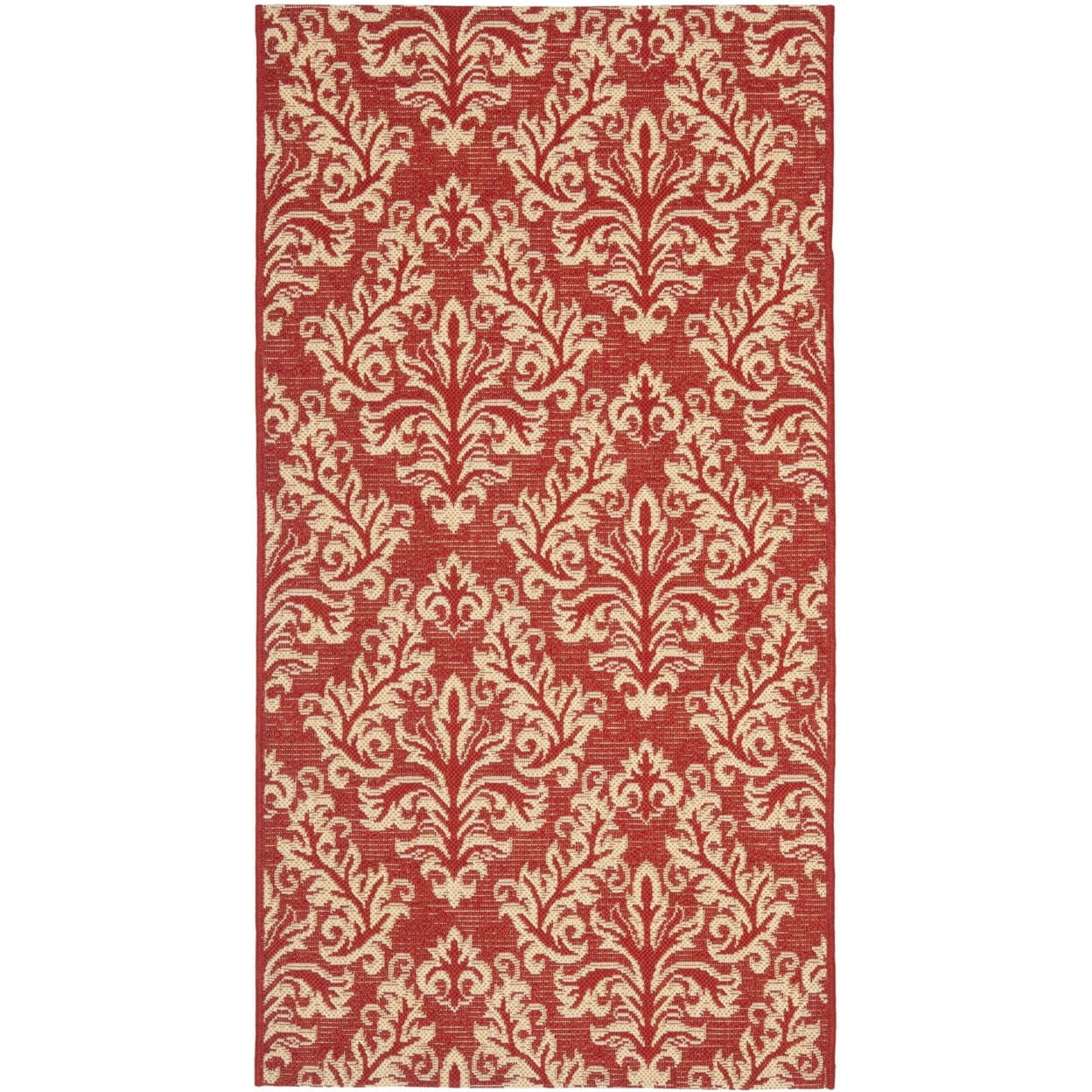 SAFAVIEH Courtyard Anna Damask Indoor/Outdoor Area Rug, Red/Creme, 2'7 ...