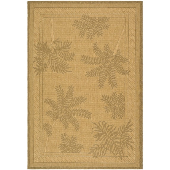 SAFAVIEH Courtyard Annabelle Floral Indoor/Outdoor Area Rug, Natural/Gold, 6'7" x 9'6"