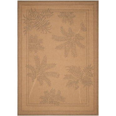SAFAVIEH Courtyard Annabelle Floral Indoor/Outdoor Area Rug, Natural/Gold, 6'7" x 9'6"