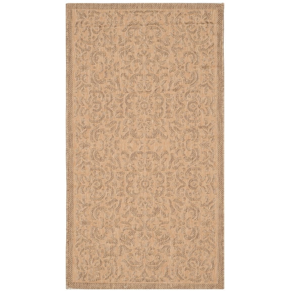SAFAVIEH Courtyard Annie Floral Indoor/Outdoor Area Rug, Natural/Gold, 2'7" x 5'