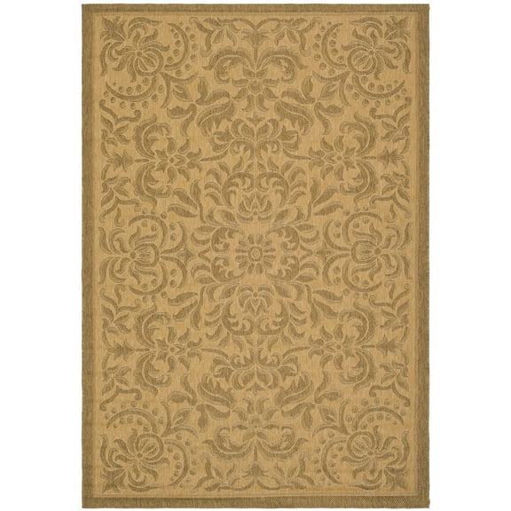 SAFAVIEH Courtyard Annie Floral Indoor/Outdoor Area Rug, Natural/Gold, 5'3" x 7'7"