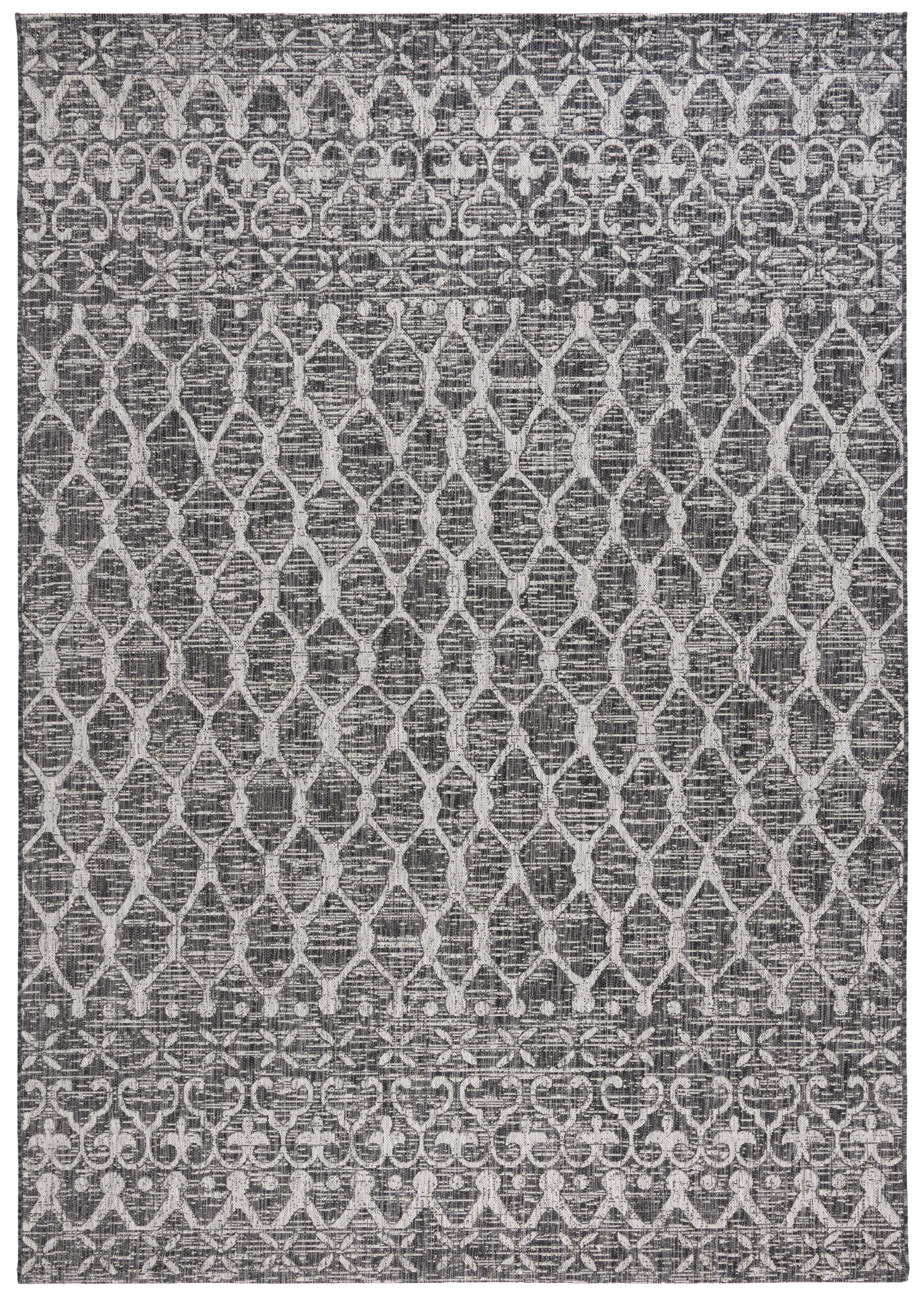 SAFAVIEH Courtyard Anson Geometric Indoor/Outdoor Area Rug, Black/Grey, 8' x 11'