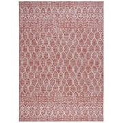 SAFAVIEH Courtyard Anson Geometric Indoor/Outdoor Area Rug, Rust/Grey, 8' x 11'