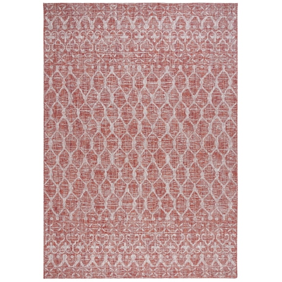 SAFAVIEH Courtyard Anson Geometric Indoor/Outdoor Area Rug, Rust/Grey, 8' x 11'