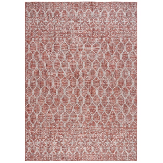 SAFAVIEH Courtyard Anson Geometric Indoor/Outdoor Area Rug, Rust/Grey, 8' x 11'