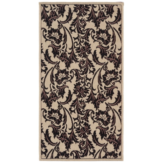 SAFAVIEH Courtyard Anthony Abstract Floral Indoor/Outdoor Area Rug Cream/Black, 2'7" x 5'