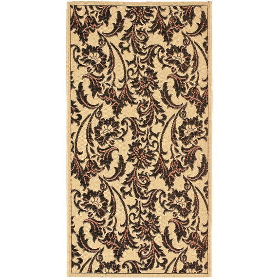 SAFAVIEH Courtyard Anthony Abstract Floral Indoor/Outdoor Area Rug Cream/Black, 2'7" x 5'