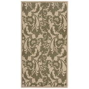 SAFAVIEH Courtyard Anthony Abstract Floral Indoor/Outdoor Area Rug Cream/Green, 2'7" x 5'