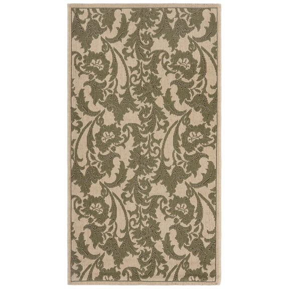 SAFAVIEH Courtyard Anthony Abstract Floral Indoor/Outdoor Area Rug Cream/Green, 2'7" x 5'
