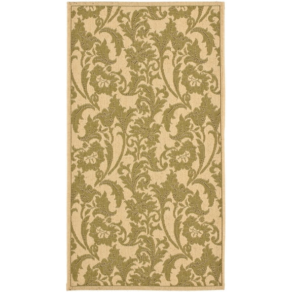 SAFAVIEH Courtyard Anthony Abstract Floral Indoor/Outdoor Area Rug Cream/Green, 2'7" x 5'