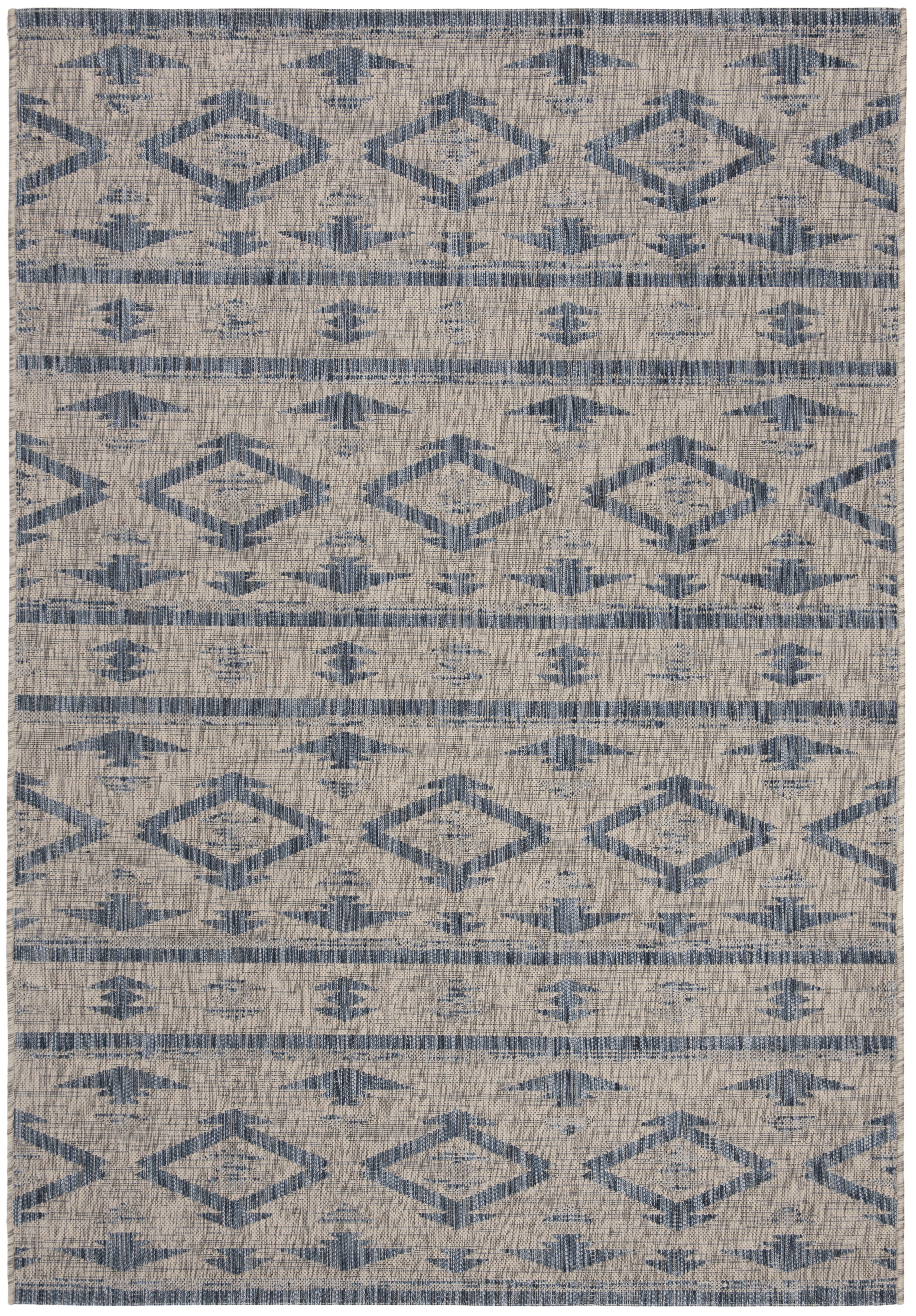 SAFAVIEH Courtyard April Geometric Indoor/Outdoor Area Rug, Grey/Navy, 5'3" x 7'7"