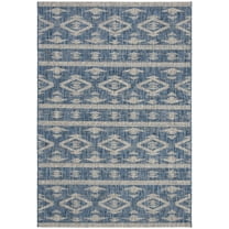 SAFAVIEH Courtyard April Geometric Indoor/Outdoor Area Rug, Navy/Grey, 2'7" x 5'