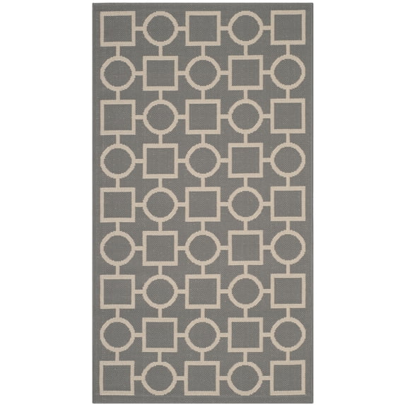 Safavieh Courtyard Archimedes Geometric Indoor/Outdoor Area Rug, Anthracite/Beige, 2'7" x 5'