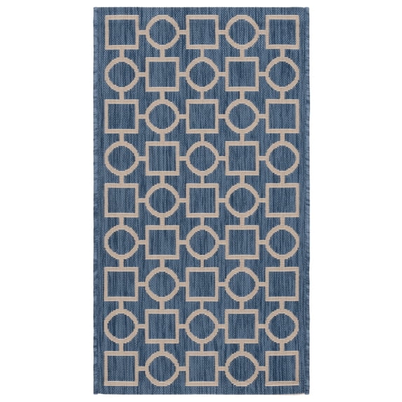 Safavieh Courtyard Archimedes Geometric Indoor/Outdoor Area Rug, Blue/Beige, 2' x 3'7"