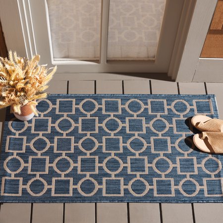 Safavieh Courtyard Archimedes Geometric Indoor/Outdoor Area Rug, Blue/Beige, 2' x 3'7"