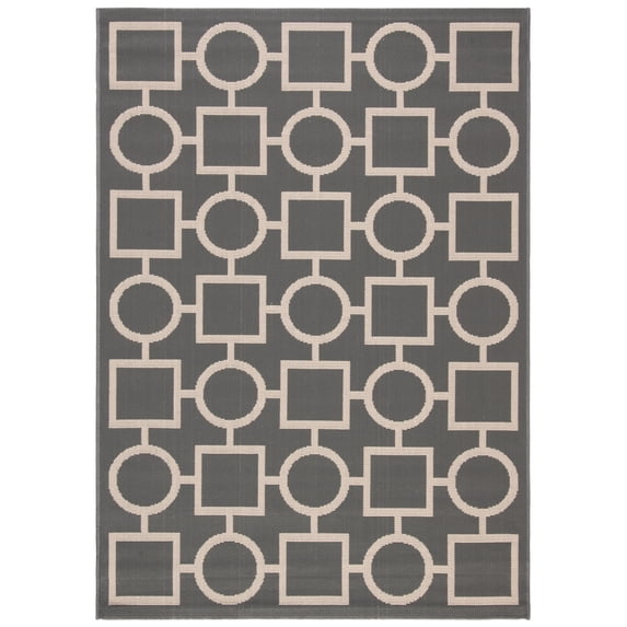 Safavieh Courtyard Archimedes Geometric Indoor/Outdoor Area Rug, Anthracite/Beige, 4' x 5'7"