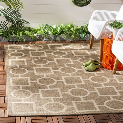 Safavieh Courtyard Archimedes Geometric Indoor/Outdoor Area Rug, Brown/Bone, 5'3" x 7'7"