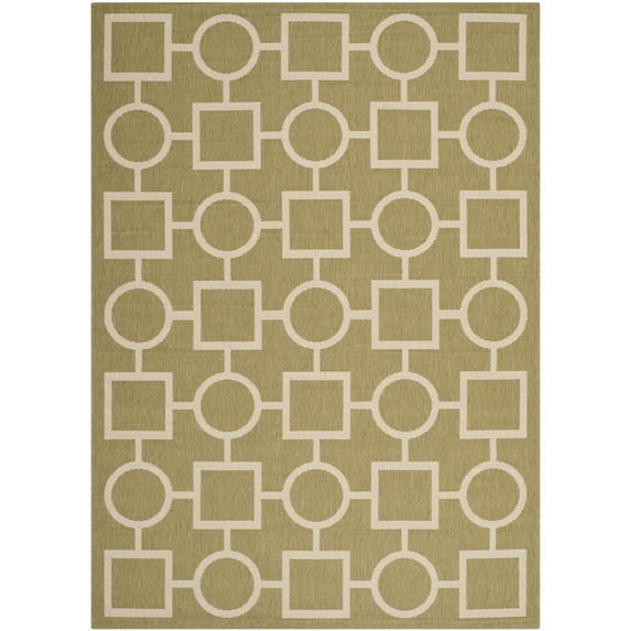 Safavieh Courtyard Archimedes Geometric Indoor/Outdoor Area Rug, Green/Beige, 5'3" x 7'7"