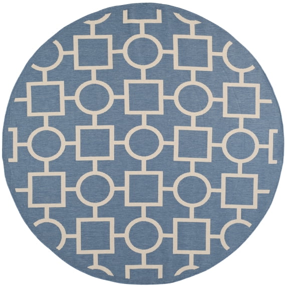 Safavieh Courtyard Archimedes Geometric Indoor/Outdoor Area Rug, Blue/Beige, 7'10" x 7'10" Round