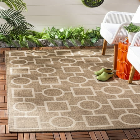 Safavieh Courtyard Archimedes Geometric Indoor/Outdoor Area Rug, Brown/Bone, 7'10" x 7'10" Square