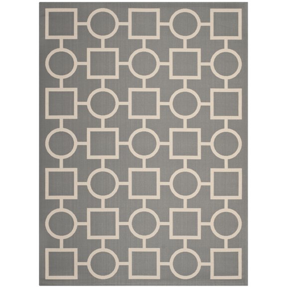 Safavieh Courtyard Archimedes Geometric Indoor/Outdoor Area Rug, Anthracite/Beige, 8' x 11'